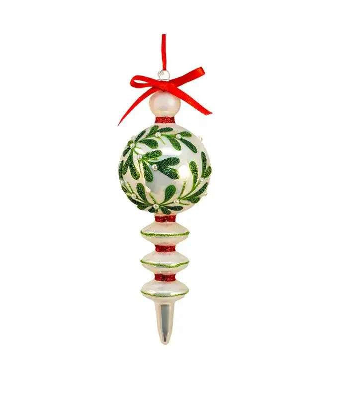 8.25" Glass Mistltoe Kisses Finial Ornament