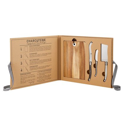 Wood Cheese Board w/ Knives Book Box