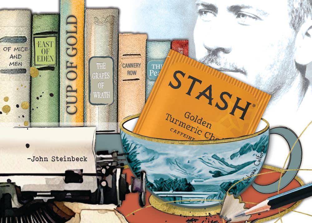 TEA GREETING Card with REAL TEA BAG - Author John Steinbeck
