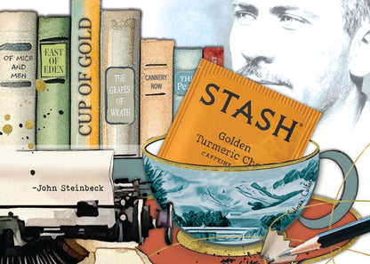 TEA GREETING Card with REAL TEA BAG - Author John Steinbeck
