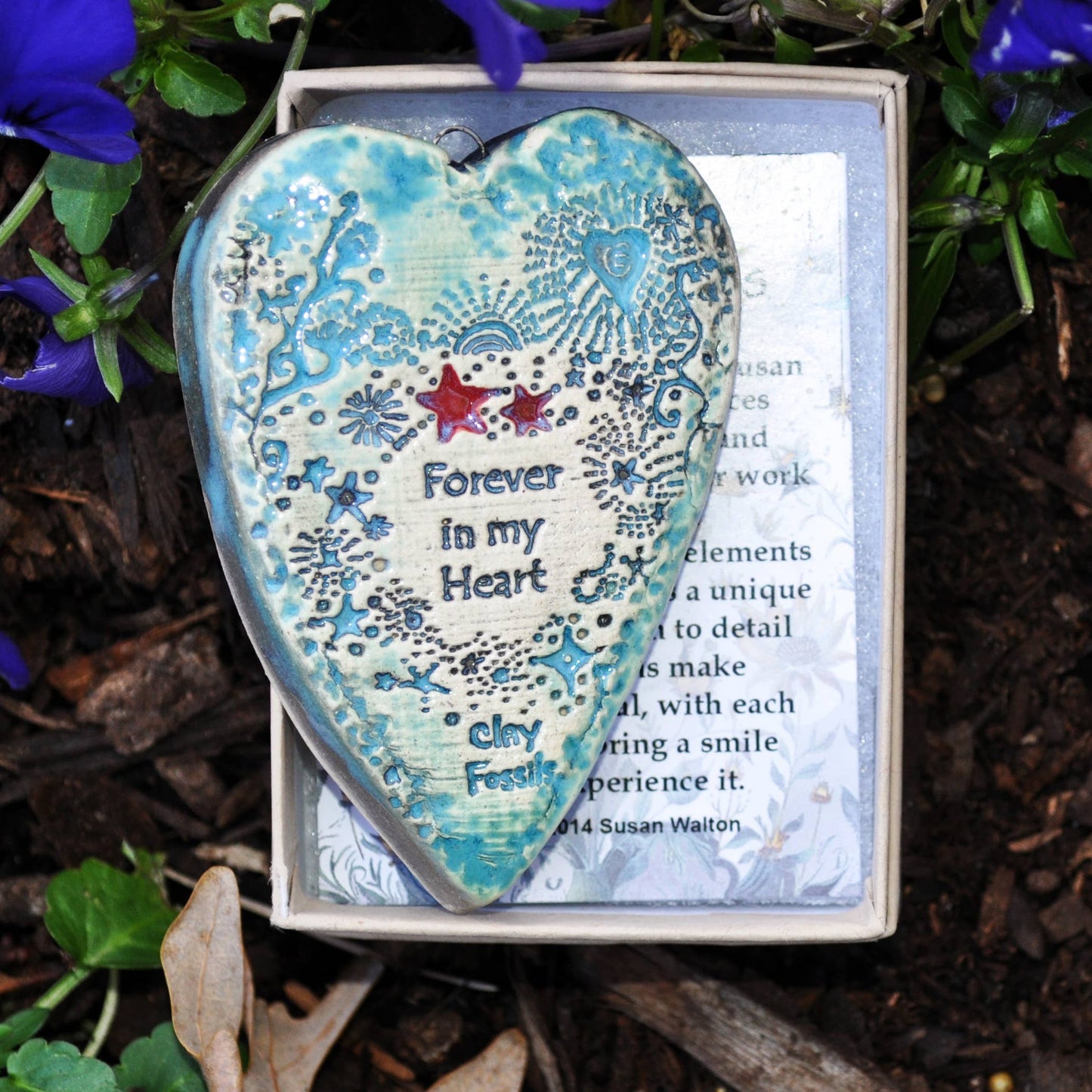 Forever in my heart, ceramic, gift, pottery ornament, USA