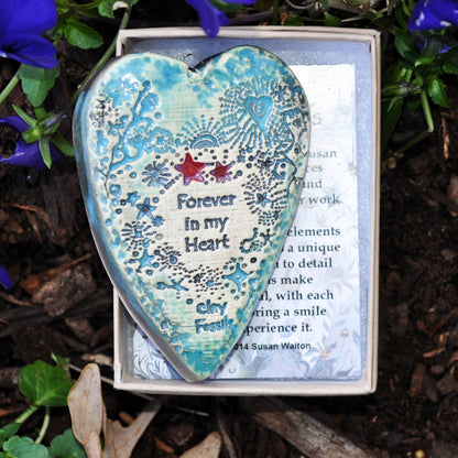 Forever in my heart, ceramic, gift, pottery ornament, USA