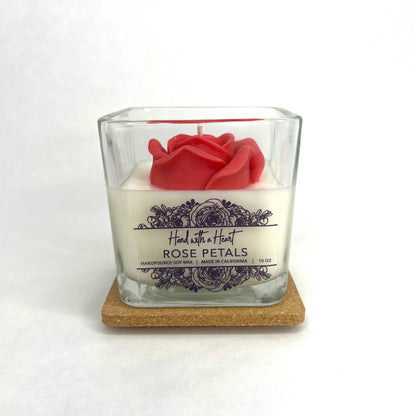 Vela de cera de soja con pétalos de rosa
