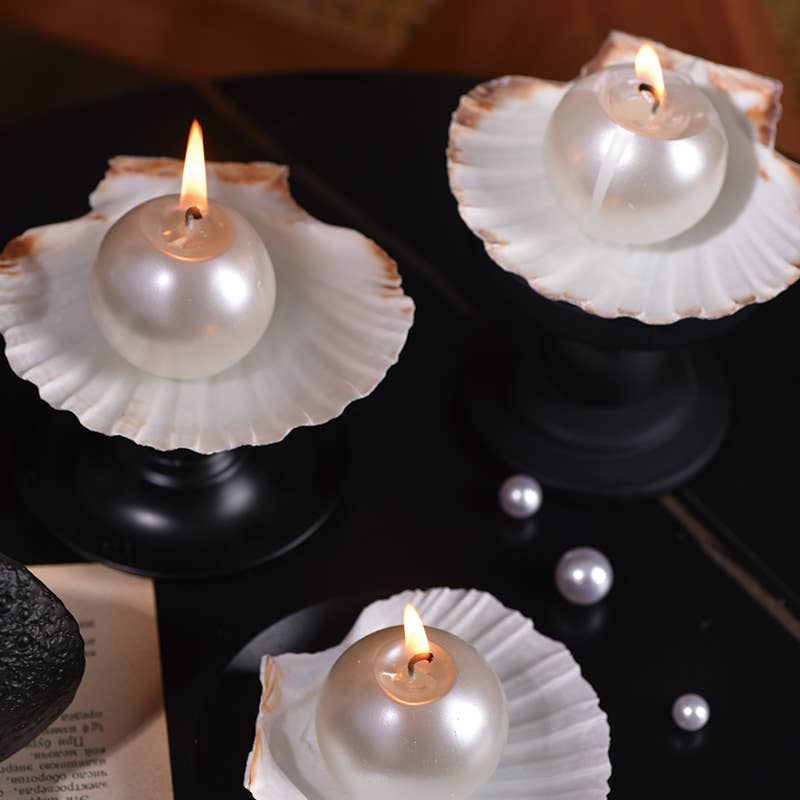 Romantic Atmosphere Smokeless Pearl & Shell Scented Candle- two piece