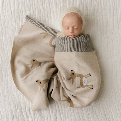 Receiving Swaddle Baby Blanket - Deer: Taupe
