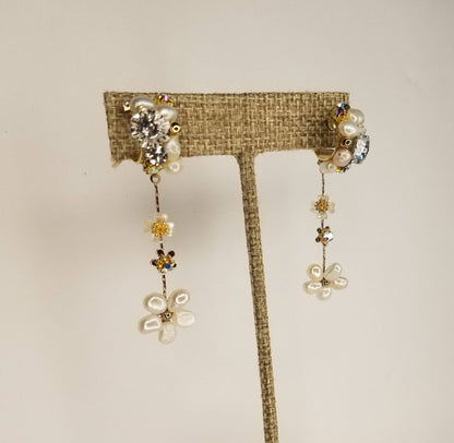 Handmade Flower Decor Drop Earrings