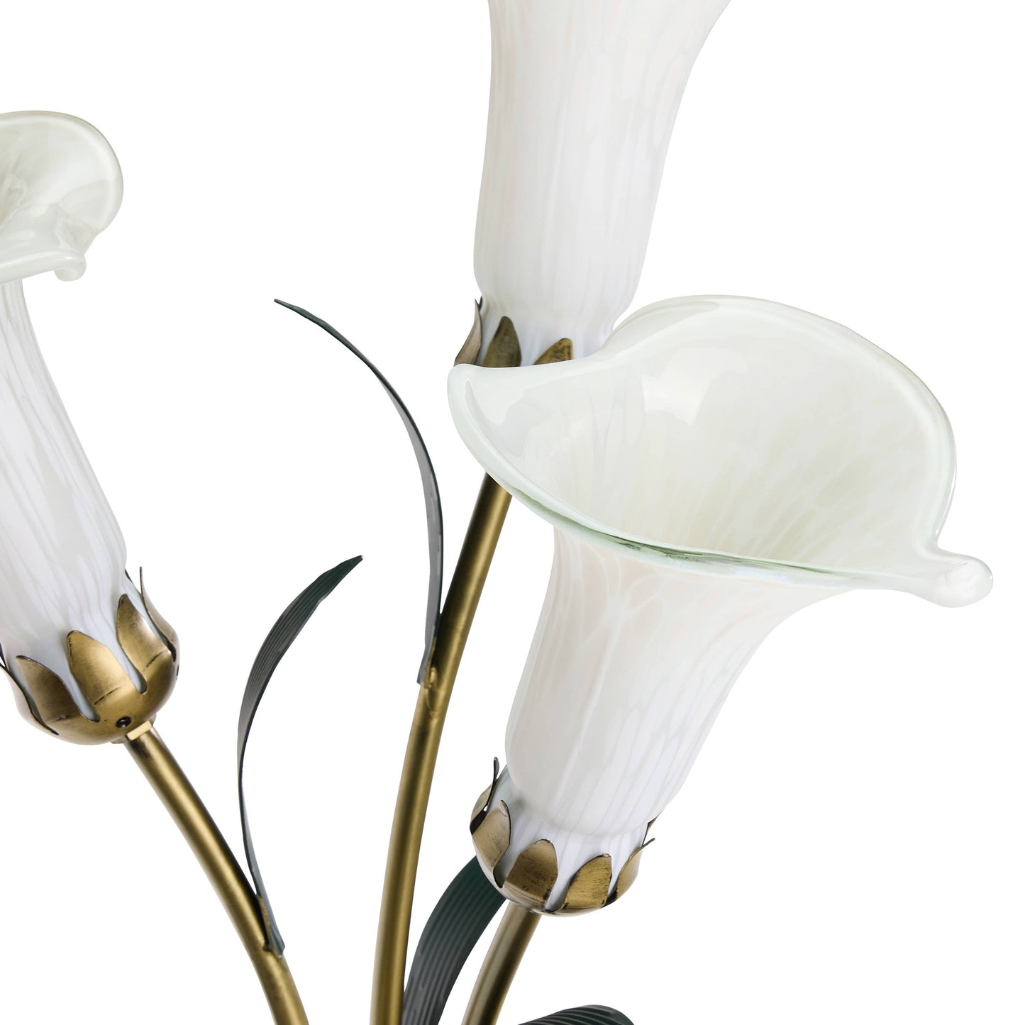 23.5" 3-Light White Handblown Glass Calla Lily Table Lamp