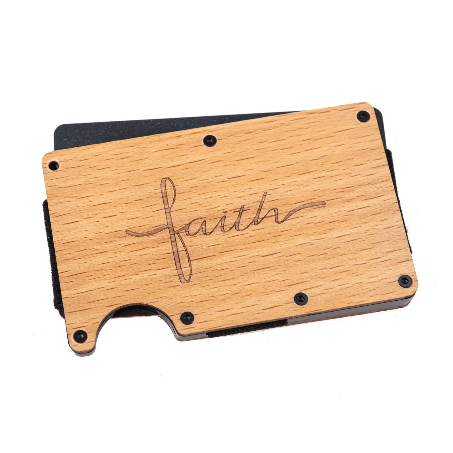 Divinity Boutique - Engraved Hardwood RFID Money Clip-Faith