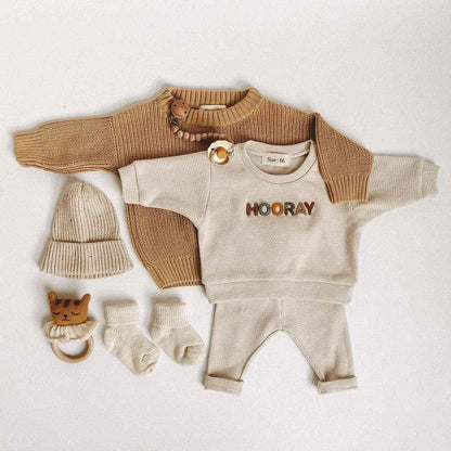 Fashion Baby Clothes Set: Beige / 6-12M