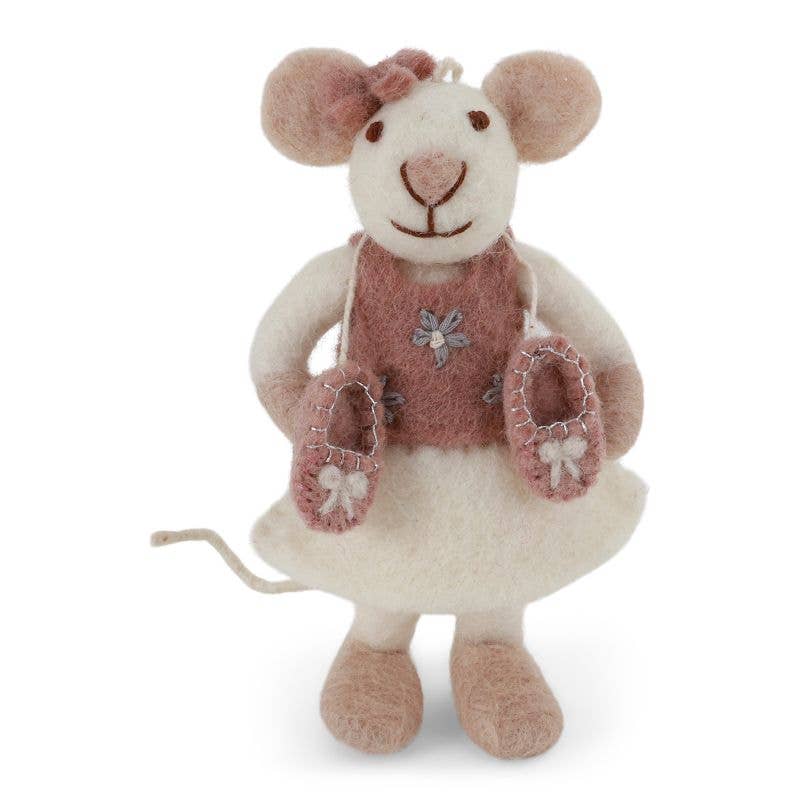 Gry and Sif - Small White Ballerina Mouse w/Ballerina Shoes & Bow