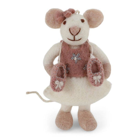 Gry and Sif - Small White Ballerina Mouse w/Ballerina Shoes & Bow