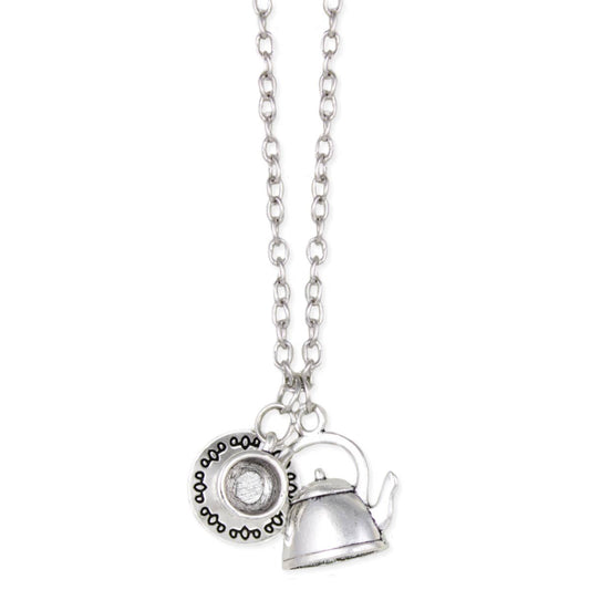 Spot of Tea Silver Teacup Kettle Necklace