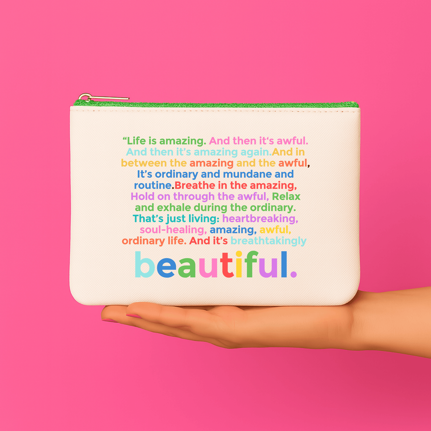 Aspen Lane - Life is Amazing Colorblock Gift Pouch, makeup bag
