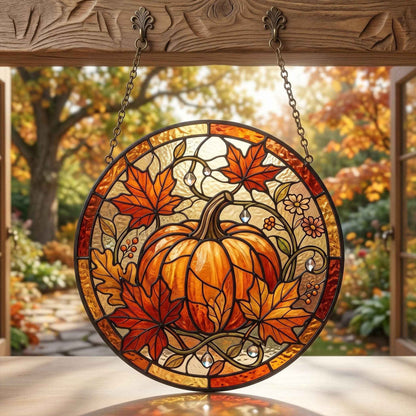 Fall Pumpkin Suncatcher, Style Autumn Maple Leaf Suncatcher