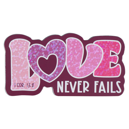 Magnet Pink/Purple Love Never Fails 1 Cor. 13:8