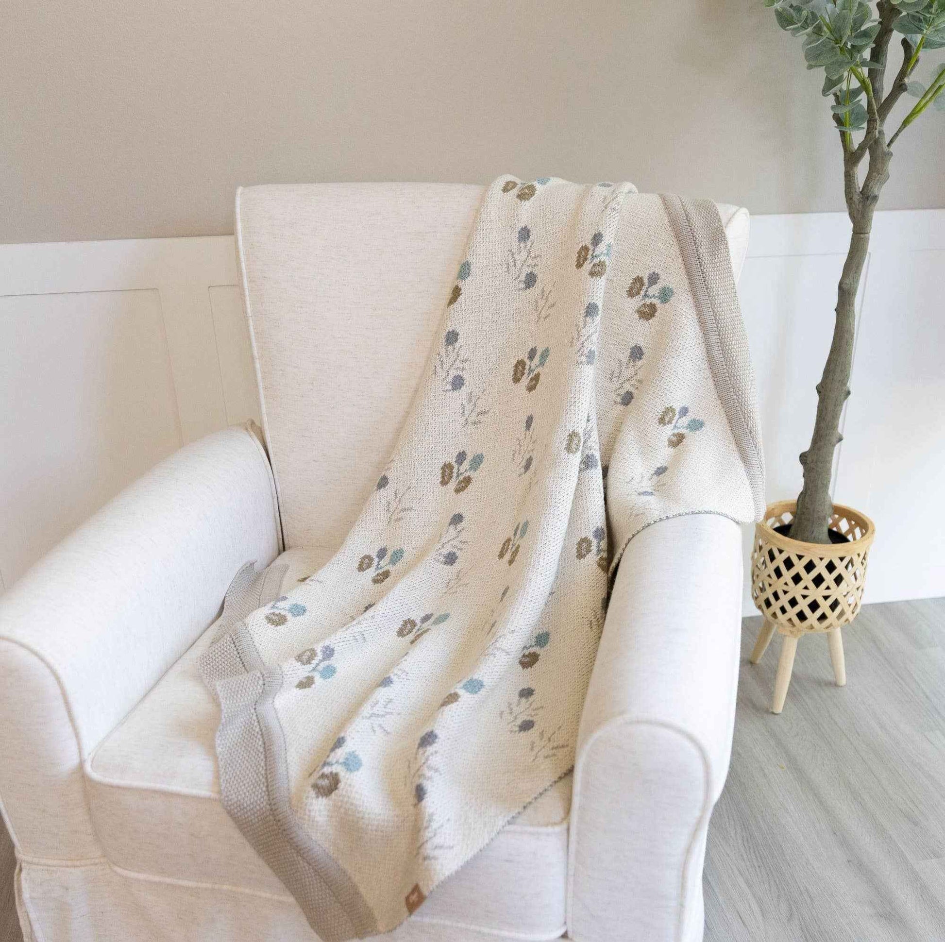 Crane Baby - Avery Organic Cotton Knitted Baby Blanket (Poppy)