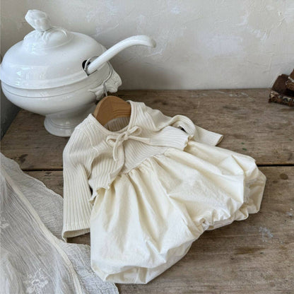 Baby Girl Long Sleeve Coat & Dress Beige