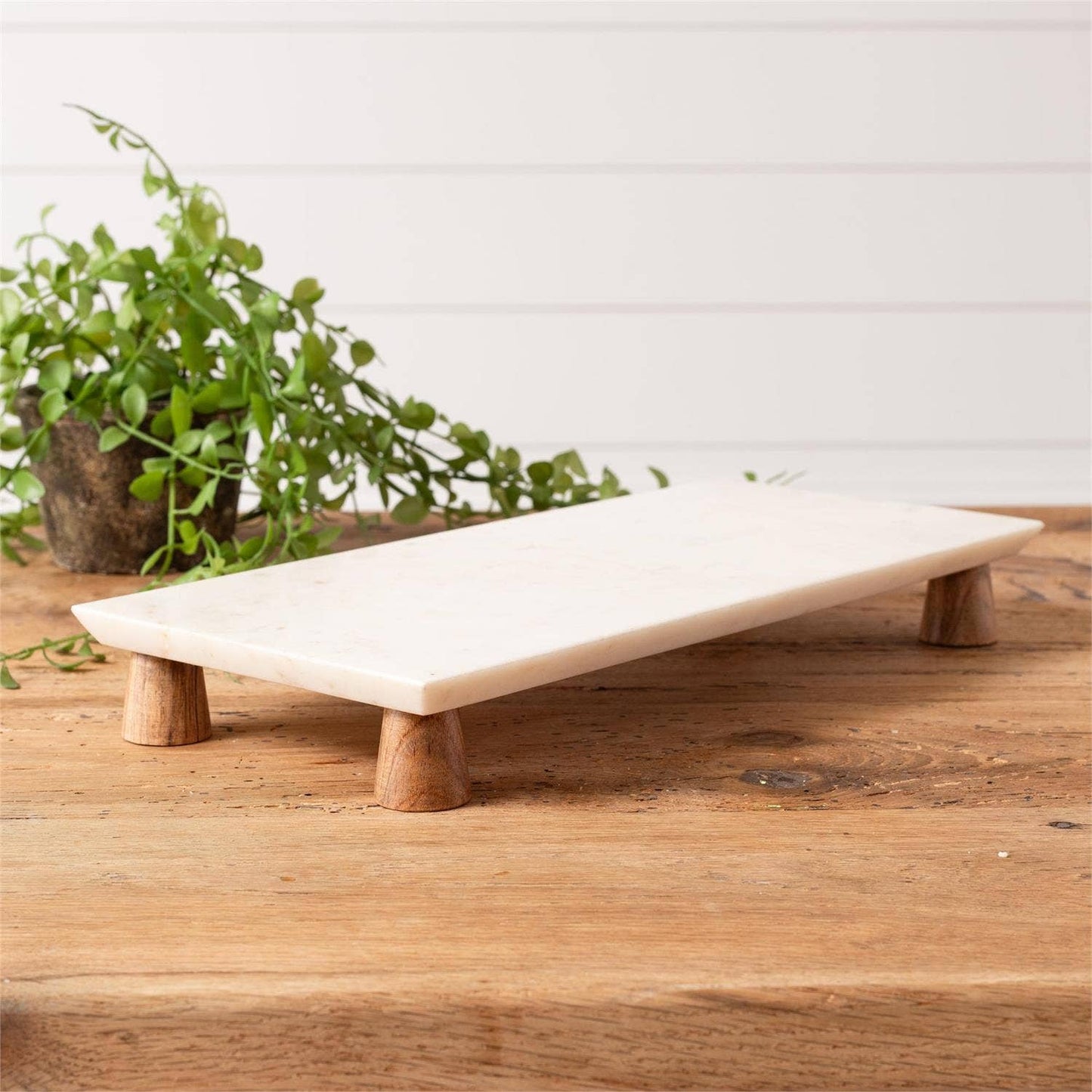 Marble Serving Board With Wood Legs