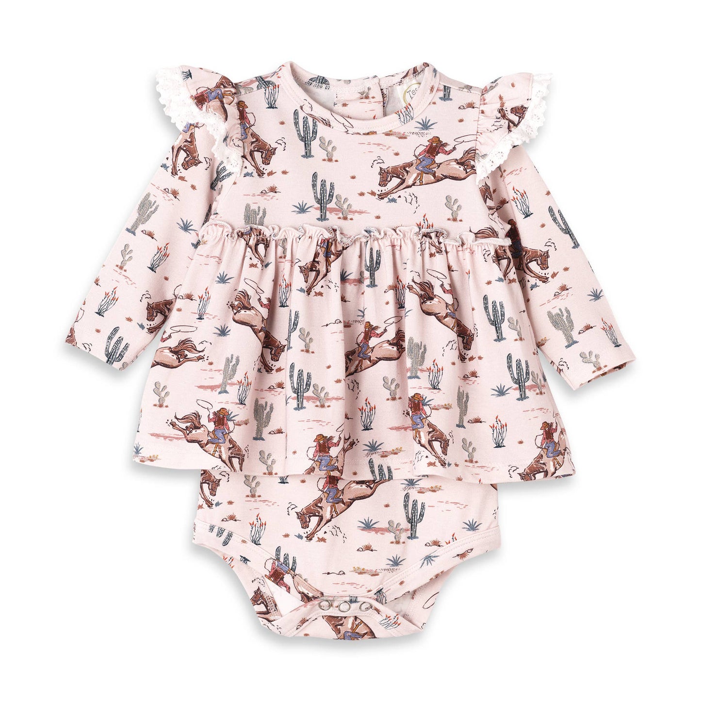 Prairie Princess Baby Girl Western Bamboo Skirted Bodysuit: 0-3M