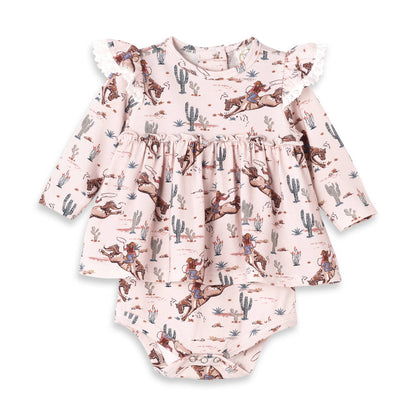 Prairie Princess Baby Girl Western Bamboo Skirted Bodysuit: 0-3M