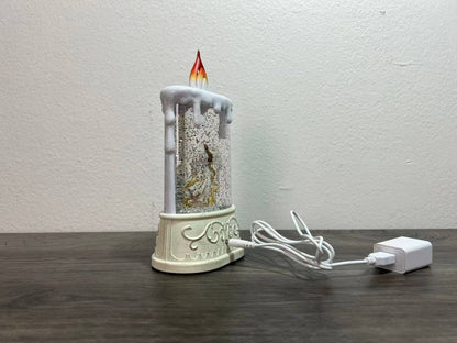 8" B/O Lighted Angel Candle Glitter Globe, Nativity Decor