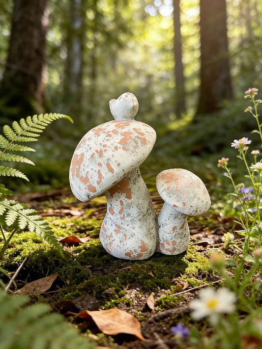 Distressed Cement Mushroom Décor