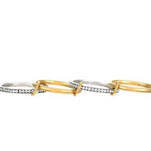 JOSSLYN de pared a pared - Anillos apilables de acero inoxidable con banda lisa y unidos | 40R134