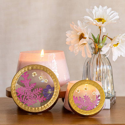 Petite Watercolor Pressed Floral Candle - Blackberry Coconut