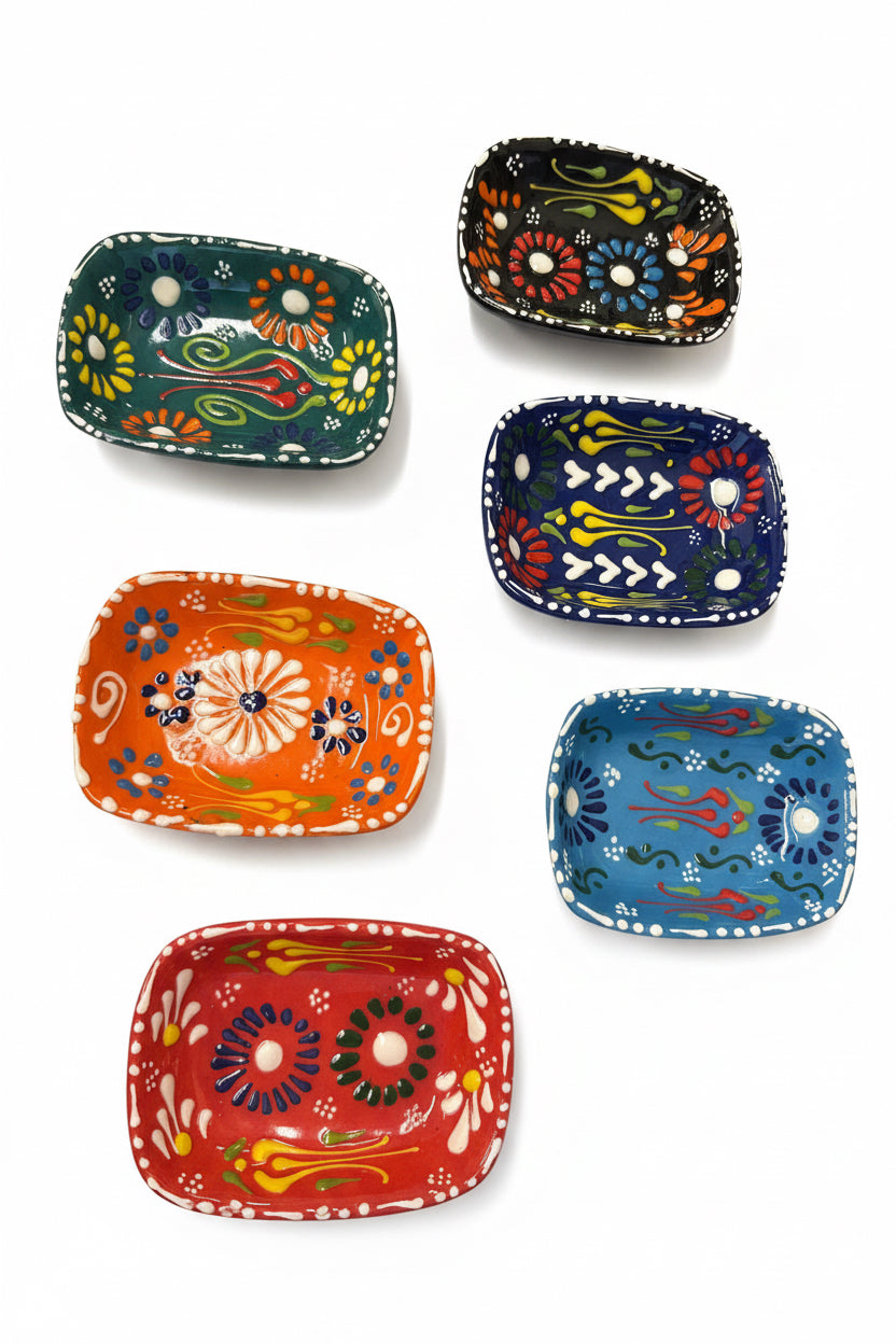 3" Square Ceramic Embossed Bowl