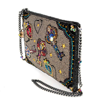 Unlocked Magic Beaded Keys & Hearts Mini Crossbody Handbag