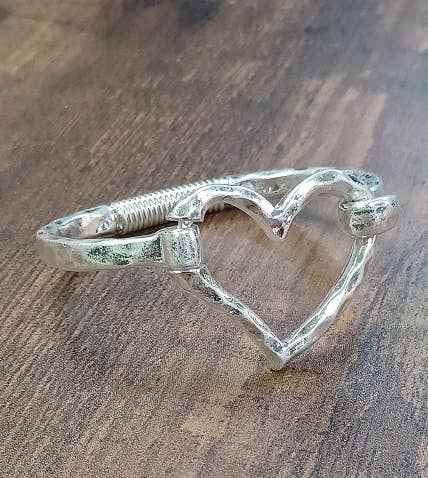 Matte Finish Heart Cuff Bracelet- SILVER or GOLD