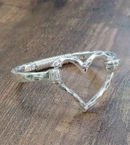 Matte Finish Heart Cuff Bracelet- SILVER or GOLD