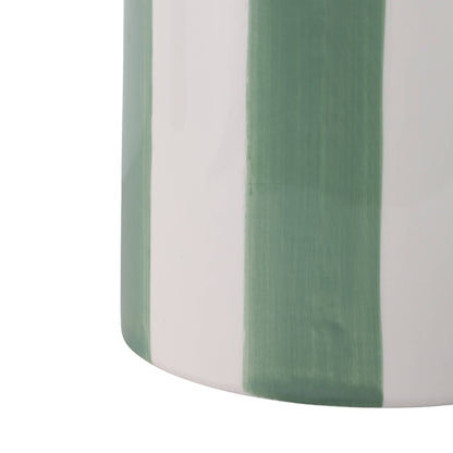 Sagebrook Home - Planters Set of 2 - Green/White Ceramic Striped, 6/8 in.