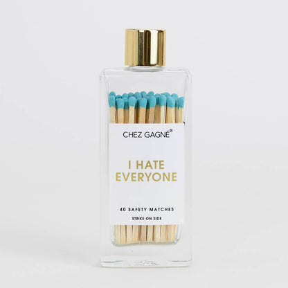 Chez Gagné - I Hate Everyone - Glass Bottle Safety Matches - Aqua