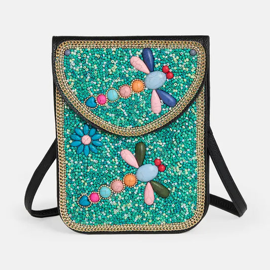 Artisan Beaded Crossbody - Turquoise Dragonfly
