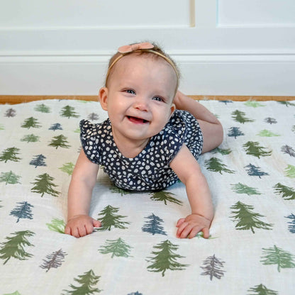LollyBanks - Pine Tree Baby Muslin Swaddle Blanket