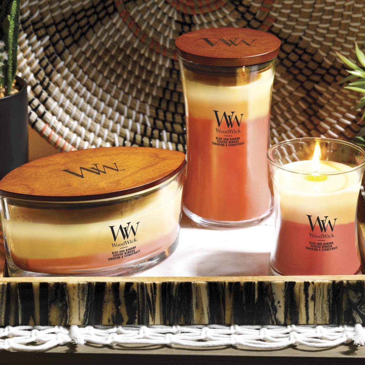 Tropical Sunrise Trilogy Medium Hourglass Candle, 9.7 oz