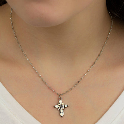 Agatha  Crystal Cross Necklace