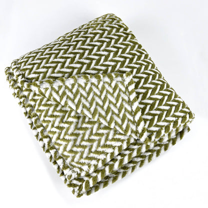 Fennco Styles - Lime Herringbone Plush Extra Warm 59"x79" Throw Blanket
