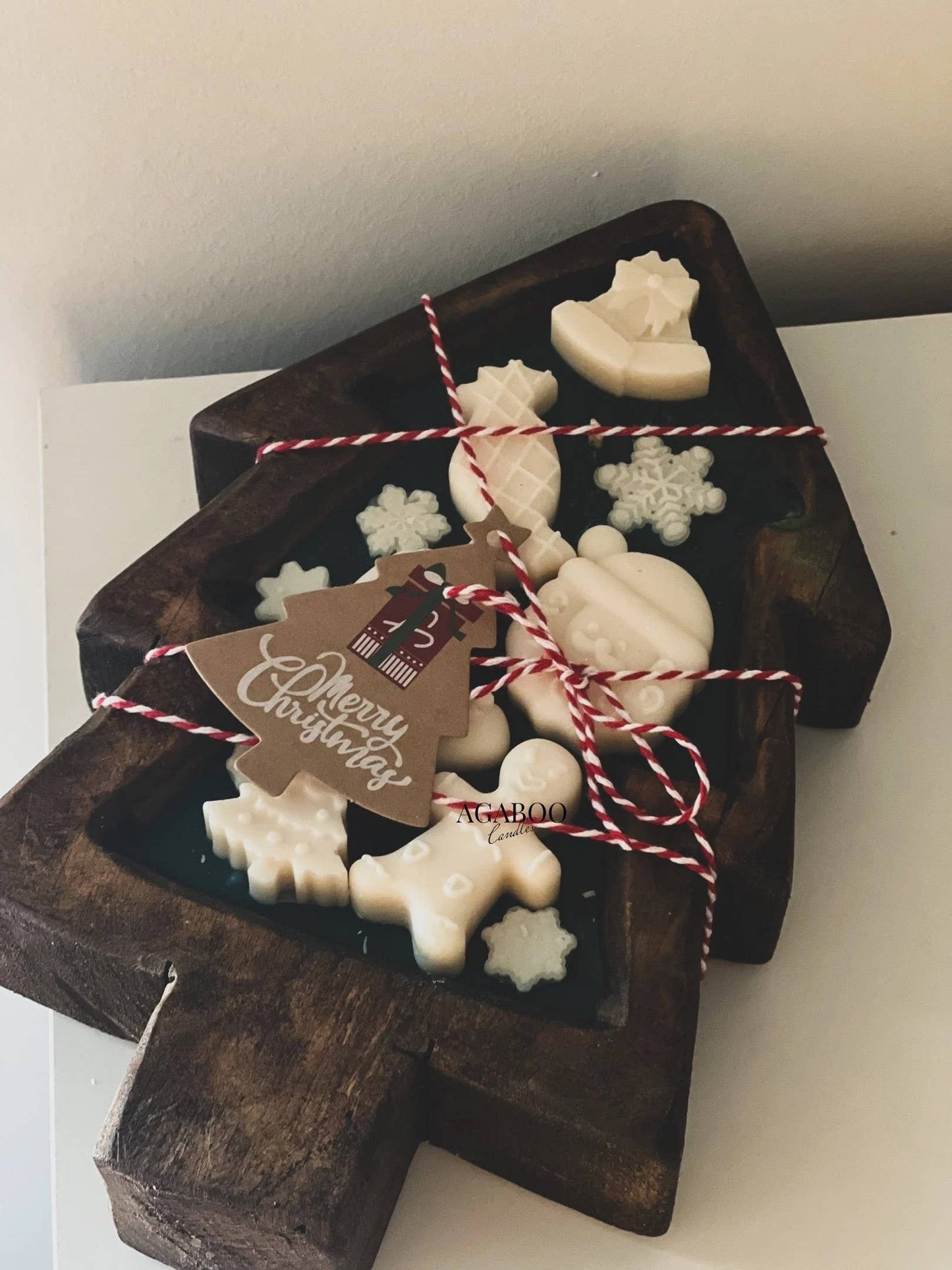 Christmas Tree Wooden Bowl 10 fl oz 2x10.5in