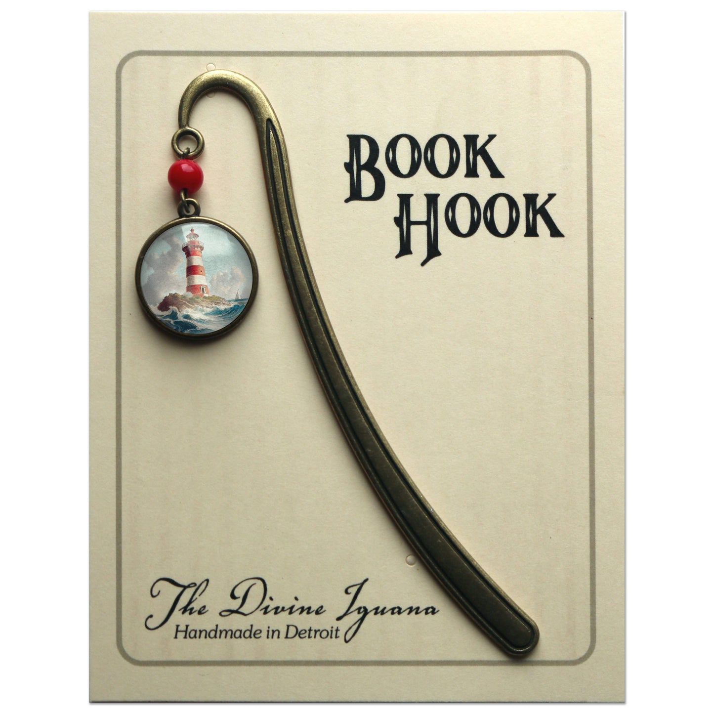 Deep Sea Lighthouse Glass and Bronze Bookmark