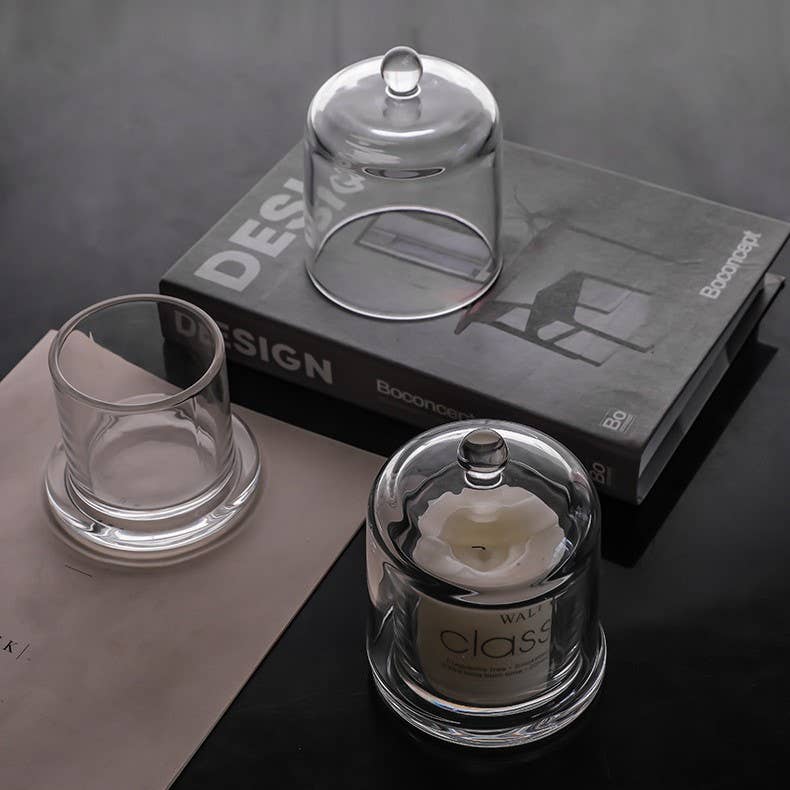Glass Candle Hldr w/Cover