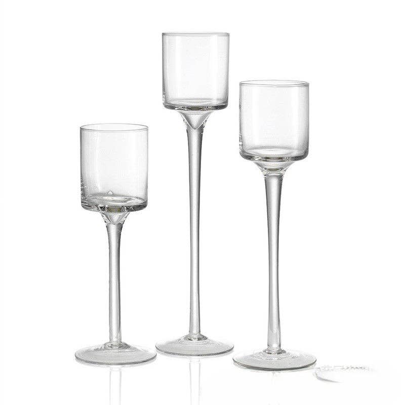 Glass Tapered Pedestal Candle Holder(Setof3)