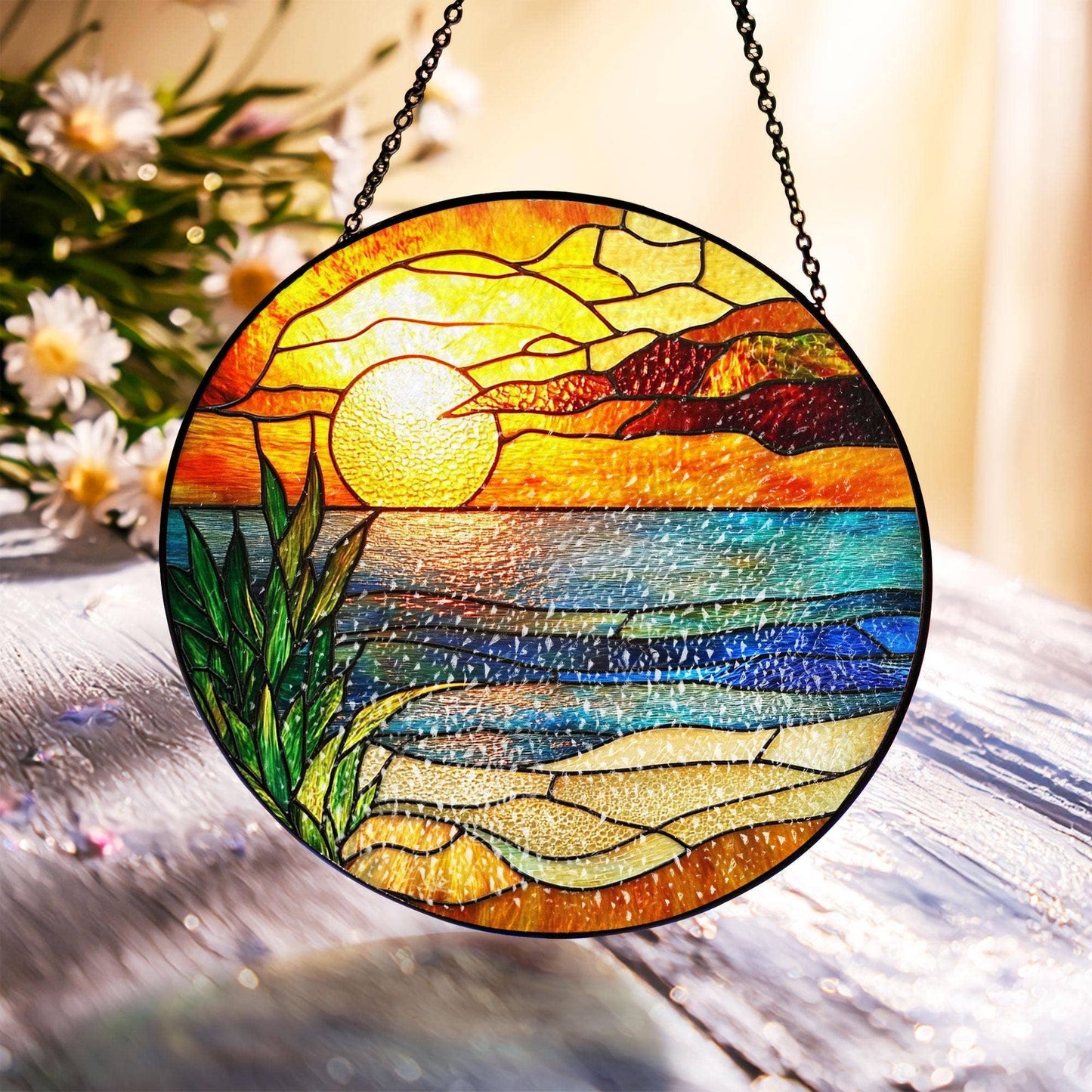 Beach Sunset Suncatcher,  Beach Lover Decor, Beach Sunrise