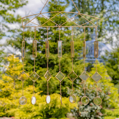 6 Assorted Gold Metal Curtain Wind Chimes with Dangling Bell