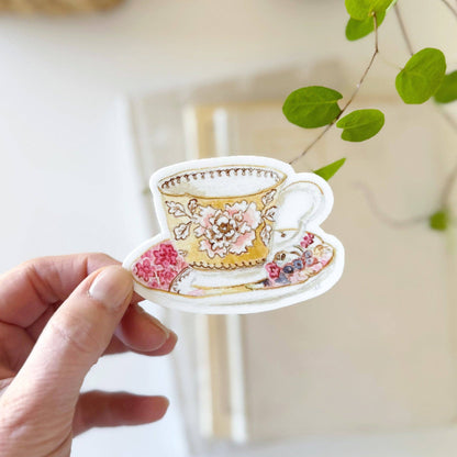 Pegatina de taza de té amarilla