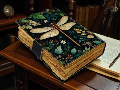 Dragonfly Leather Journal with Lock Handmade Vintage