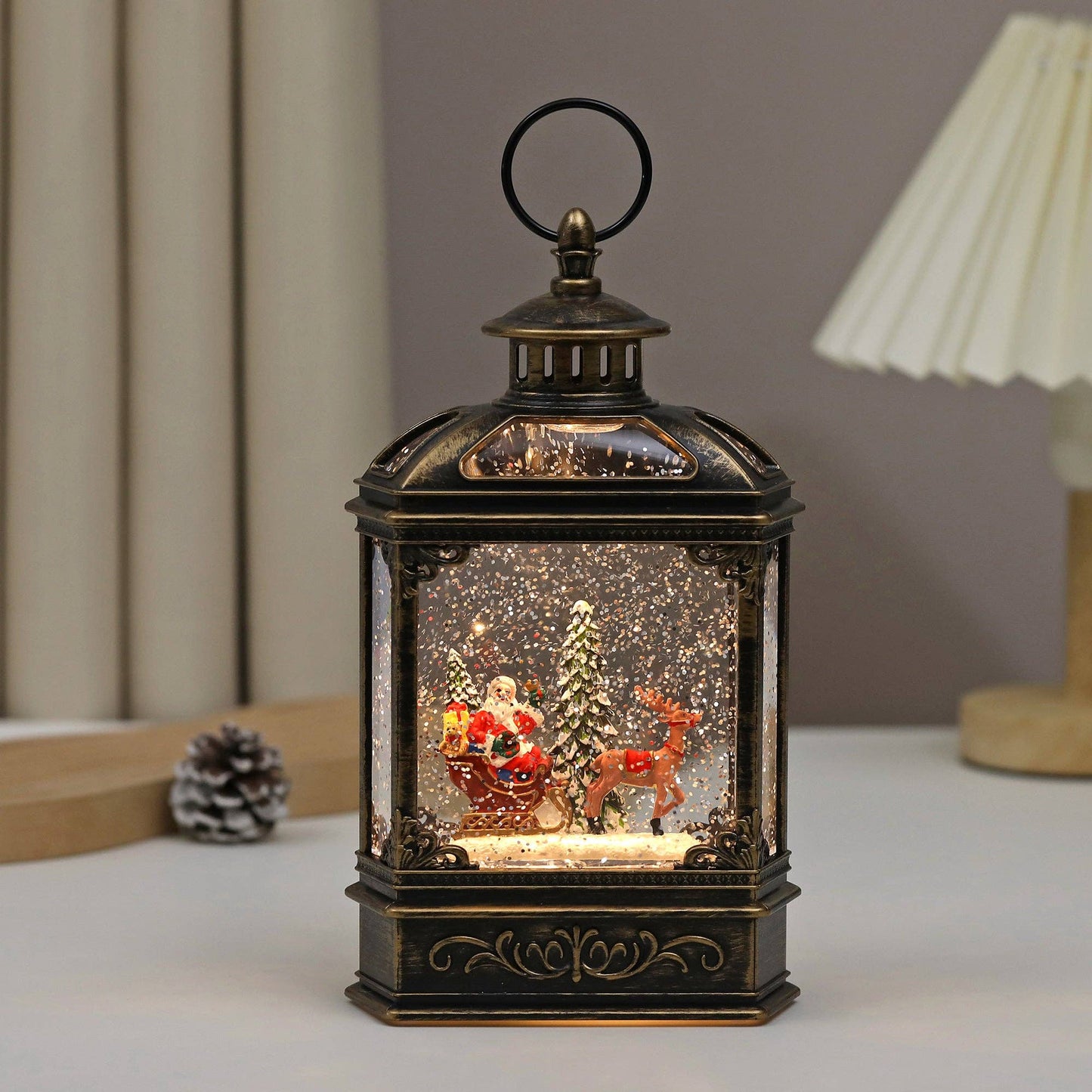 Christmas Vintage Snow Globe Lantern