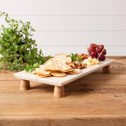 Marble Serving Board With Wood Legs