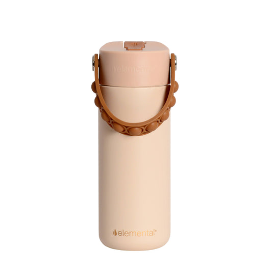 Fidget Handle Kids Stainless Bottle 18oz Beige